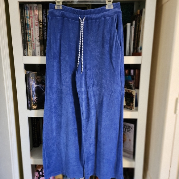 SUNDRY High Waist Terrycloth Crop Pant in Regalia Blue - Picture 2 of 5